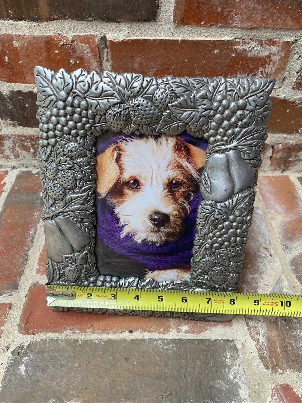 Vintage pewter frame of various fruits